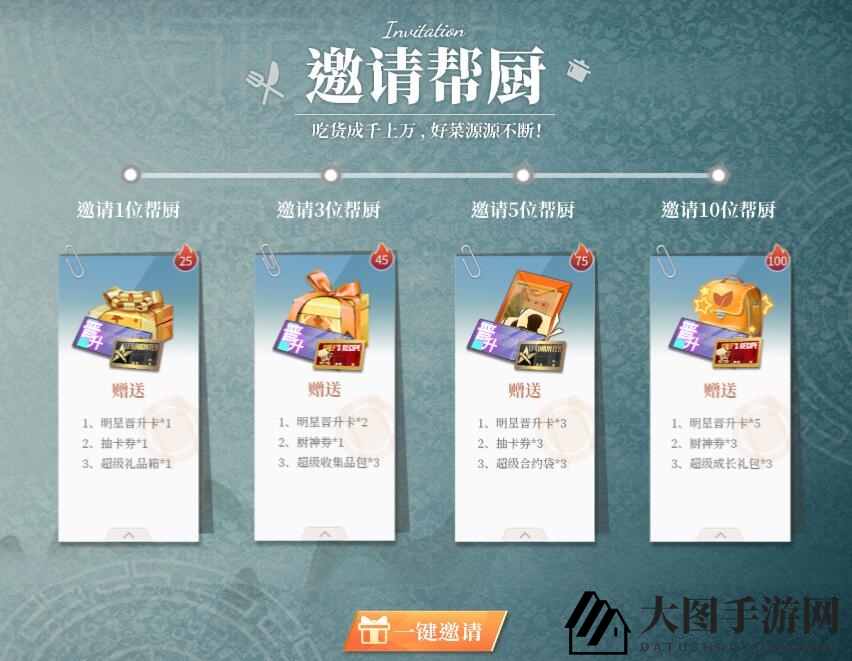 《中餐厅》手游邀请好友礼包领取