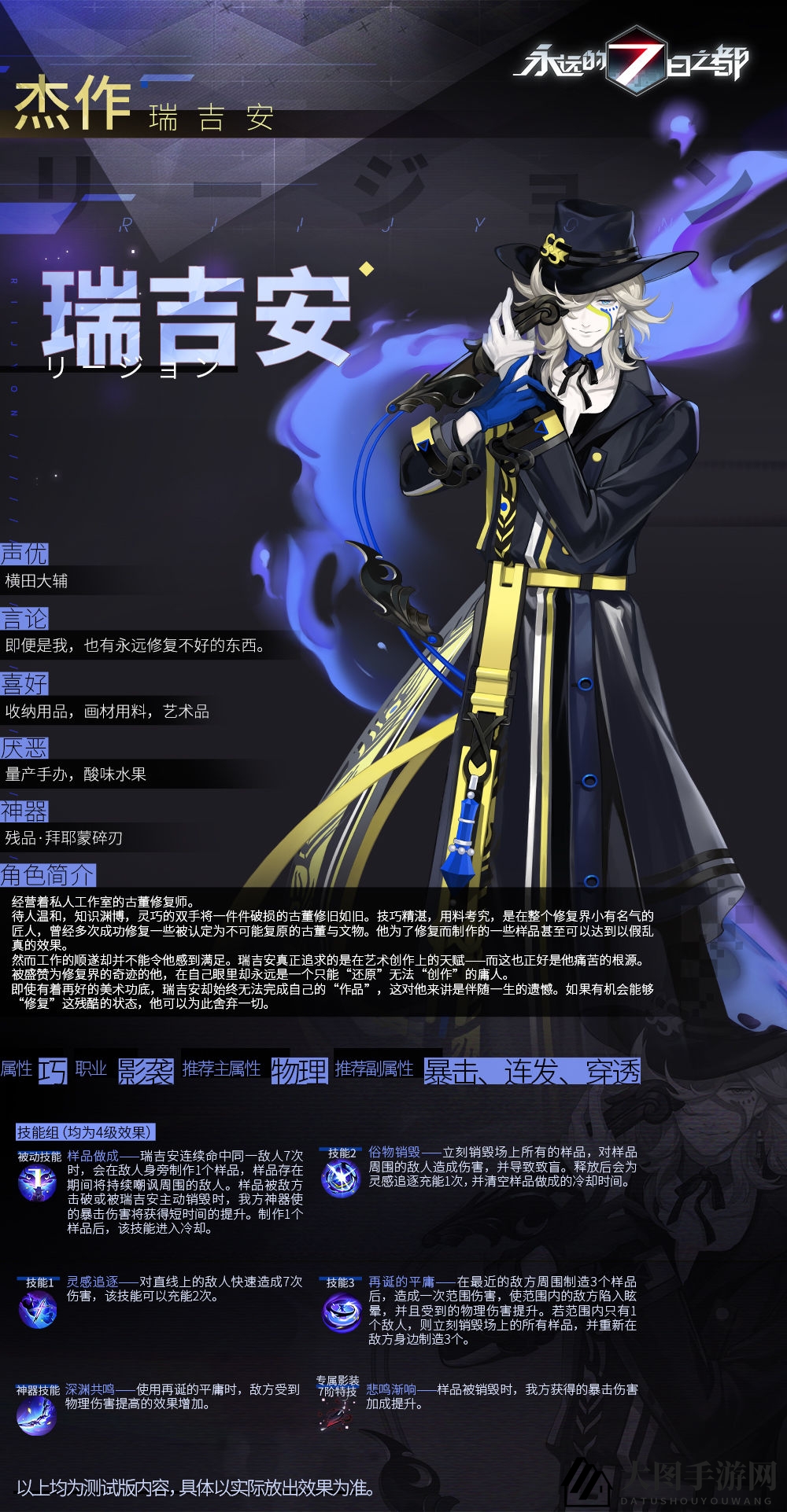 《七日之都》神秘神器使瑞吉安：古董修复师的奇幻旅程